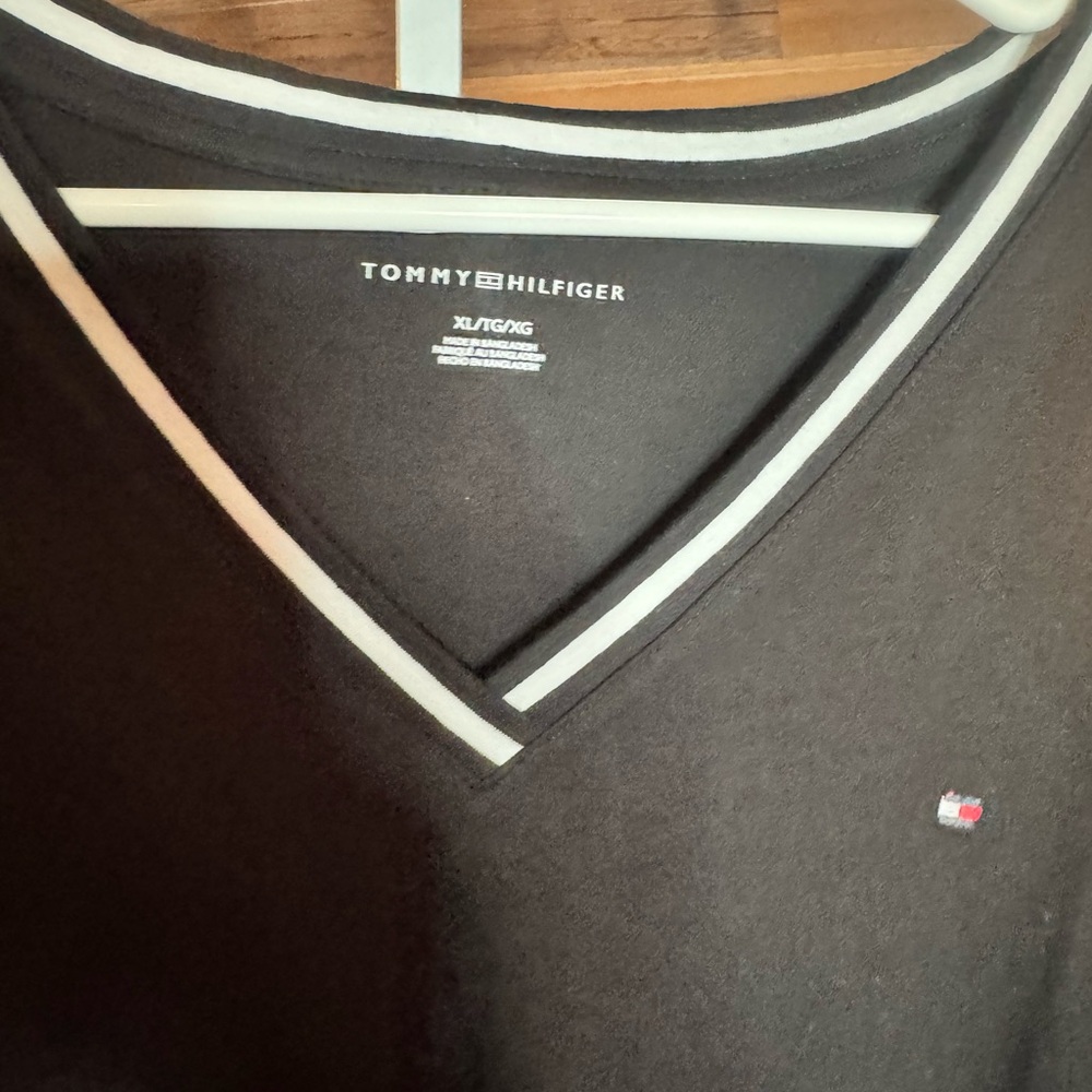 Tommy Hilfiger Logo Flag V-Neck T-Shirt Dress Black Preppy NWT XL - Picture 11 of 11